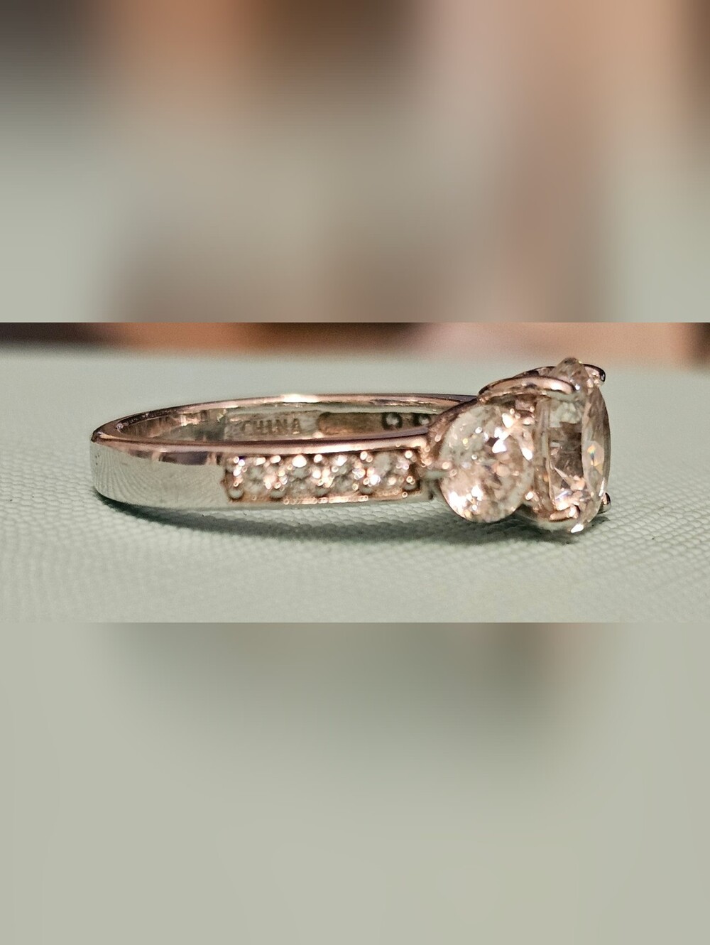 925 STERLING SILVER 3 Stone CZ Ring SZ 6
